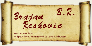 Brajan Resković vizit kartica